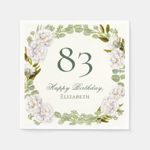 Elegante Elfenbein-Blumen-83.-Geburtstagsserviette Serviette