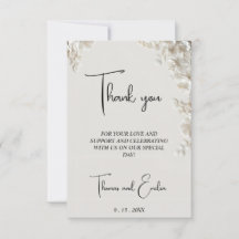 Elegante Elfenbein-Blumen-Hochzeit-Dankeskarten