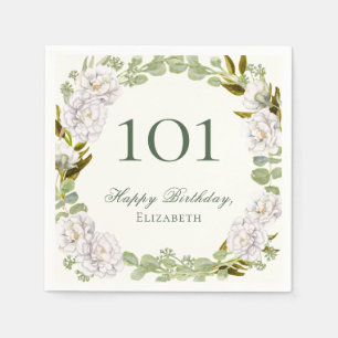Elegante Elfenbein-Blumen-Tischdecken für den 101. Serviette