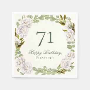 Elegante Elfenbein-Blumen-Tischdecken für den 71.  Serviette