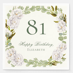 Elegante Elfenbein-Blumen-Tischservietten zum 81.  Serviette