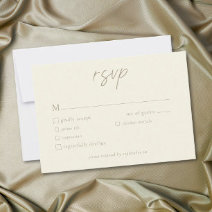 Elegante Elfenbein-Creme-Minimalismus-Hochzeit RSVP Karte