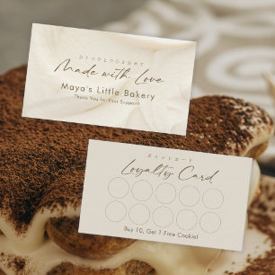 Elegante Elfenbein-Creme-Schrift Bäckerei-Treue Visitenkarte