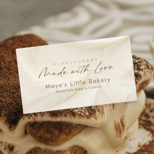 Elegante Elfenbein-Creme-Schrift Bäckerei Visitenkarte