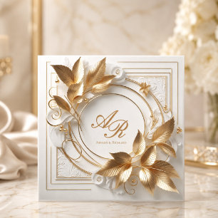 Elegante Elfenbein-Goldene Hochzeits-Einladung Einladung