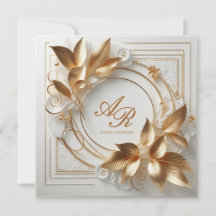 Elegante Elfenbein-Goldene Hochzeitseinladung