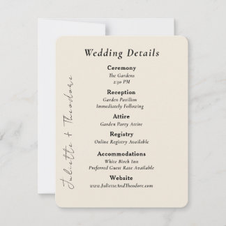 Elegante Elfenbein-Hochzeits-Detailkarte Save The Date