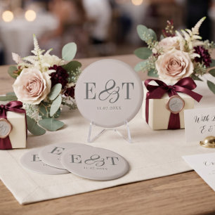 Elegante Elfenbein Hochzeitspaare Initialen Magnet