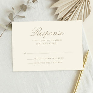 Elegante Elfenbein-Klassische Hochzeit RSVP Karte