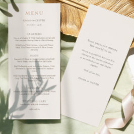 Elegante Elfenbein-Kupfer-Schrift Doppel Hochzeit Menükarte