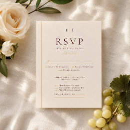 Elegante Elfenbein-Menüauswahl Hochzeit RSVP Karte