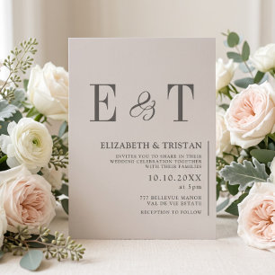 Elegante Elfenbein-Minimalismus-Hochzeit Einladung