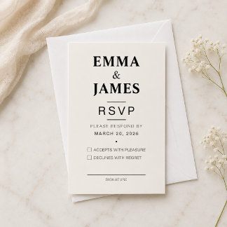 Elegante Elfenbein-Minimalist-Hochzeits-RSVP-Karte RSVP Karte