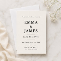 Elegante Elfenbein-Minimalist-Save-the-Date-Karte