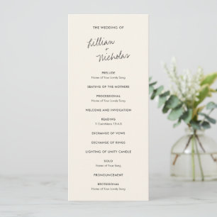 Elegante Elfenbein Moderne Hochzeit Programm