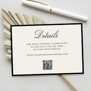 Elegante Elfenbein-Old-Money-QR-Code-Details Hochz Begleitkarte