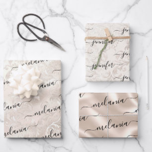 Elegante Elfenbein-Perl-Textur-Muster Geschenkpapier Set