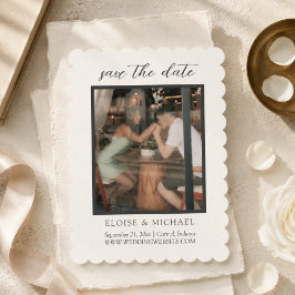 Elegante Elfenbein-Schellack-Foto Save The Date