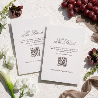 Elegante Elfenbein- und Braune Hochzeitsdetails Begleitkarte