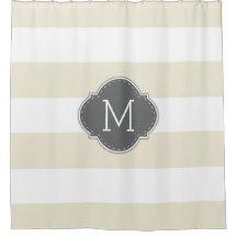 Elegante Elfenbein- und Weißstreifen mit Monogramm