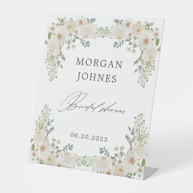 elegante Elfenbeinblütenbridal Sockelschild (Vorderseite)