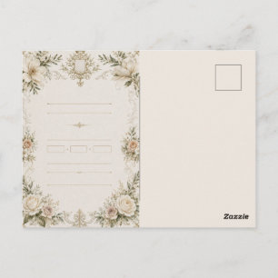 Elegante elfenbeinfarbene Hochzeits-Einladung mit Postkarte