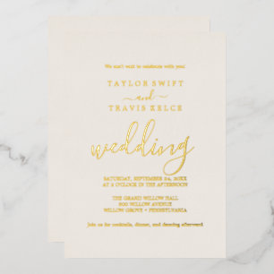 Elegante Elfenbeinhochzeit Einladung mit Gold