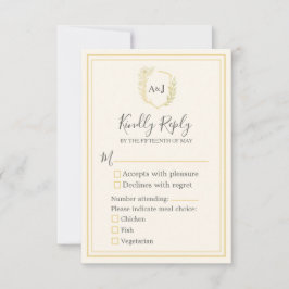 Elegante Elfenbeinküche Imitats Gold 3 Mahlzeiten  RSVP Karte