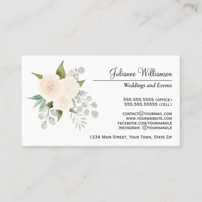 Elegante Elfenbeinküste oder Pfirsichfarbene Rose  Visitenkarte (Vorderseite)