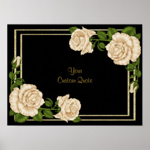 Elegante Elfenbeinküste Rose & Gold Glitzer Geburt Poster