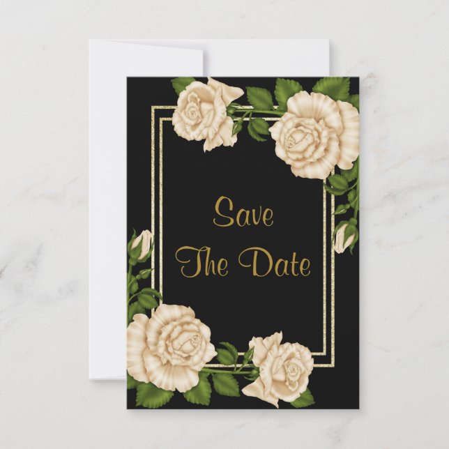 Elegante Elfenbeinküste Rose & Gold Glitzer Save t The Date (Vorderseite)