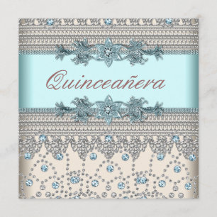 Elegante Elfenbeinküste und Aquamarines Blaues Qui Einladung
