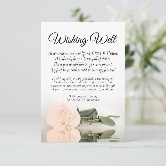 Elegante Elfenbeinpfirsich Rose Hochzeit wünscht g Begleitkarte (Stehend Vorderseite)
