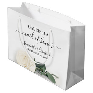Elegante Elfenbeinweiße Rosen Brautjungfer Hochzei Große Geschenktüte