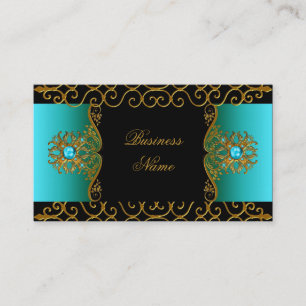 Elegante Elite-Klasse Teal Blau Schwarz Gold Visitenkarte