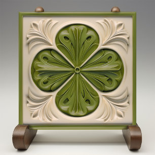 Elegante Emerald Elfenbein Fleur-de-Lis Fliese