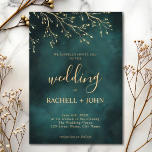 Elegante Emerald Green Botanical Design Wedding Einladung