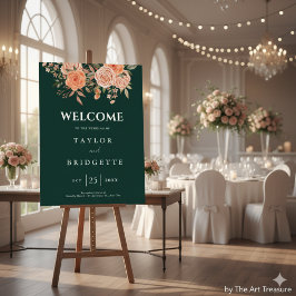 Elegante Emerald Green Floral Hochzeit im Herbst W Poster