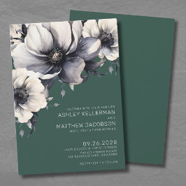 Elegante Emerald Green Floral Wedding Einladung