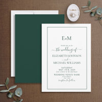 Elegante Emerald Green Formal Monogram Wedding