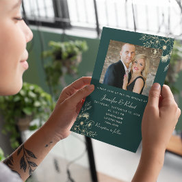 Elegante Emerald Green Foto Wedding Einladung