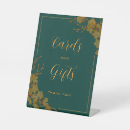Elegante Emerald Green & Gold Floral Cards Geschen Sockelschild