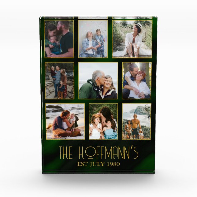 Elegante Emerald Green Gold Frame Foto Collage (Vorderseite)