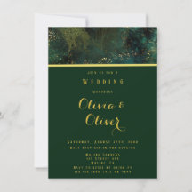 Elegante Emerald Green & Gold Glitzer Agate Weddin