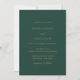 Elegante Emerald Green Gold Minimalistische Hochze Einladung