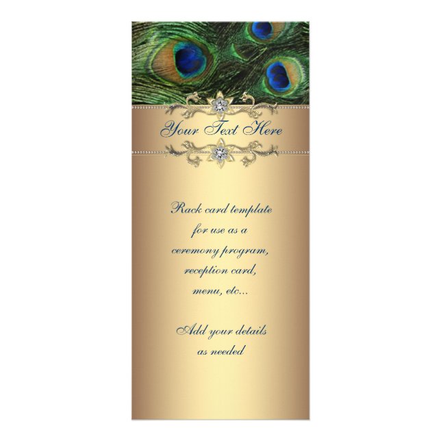 Elegante Emerald Green Gold Pfauenrackkarte Werbekarte (Vorne)