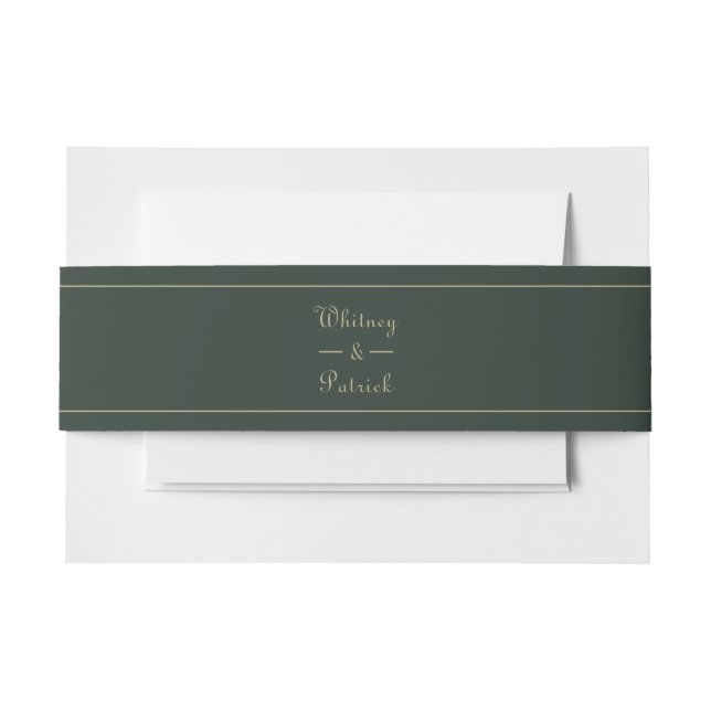 Elegante Emerald Green & Gold Wedding Einladung Einladungsbanderole (Vorderseite Beispiel)