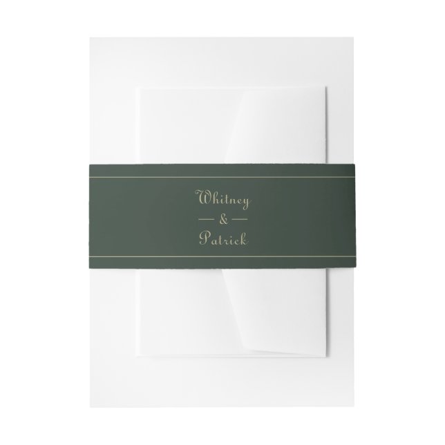 Elegante Emerald Green & Gold Wedding Einladung Einladungsbanderole (Vorderseite Beispiel)