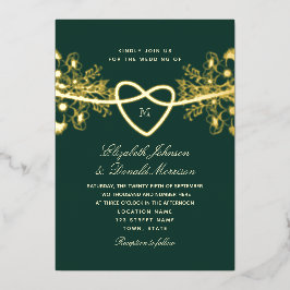 Elegante Emerald Green Gold Wedding Folieneinladung