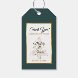 Elegante Emerald Green Gold Winter Wedding Geschenkanhänger